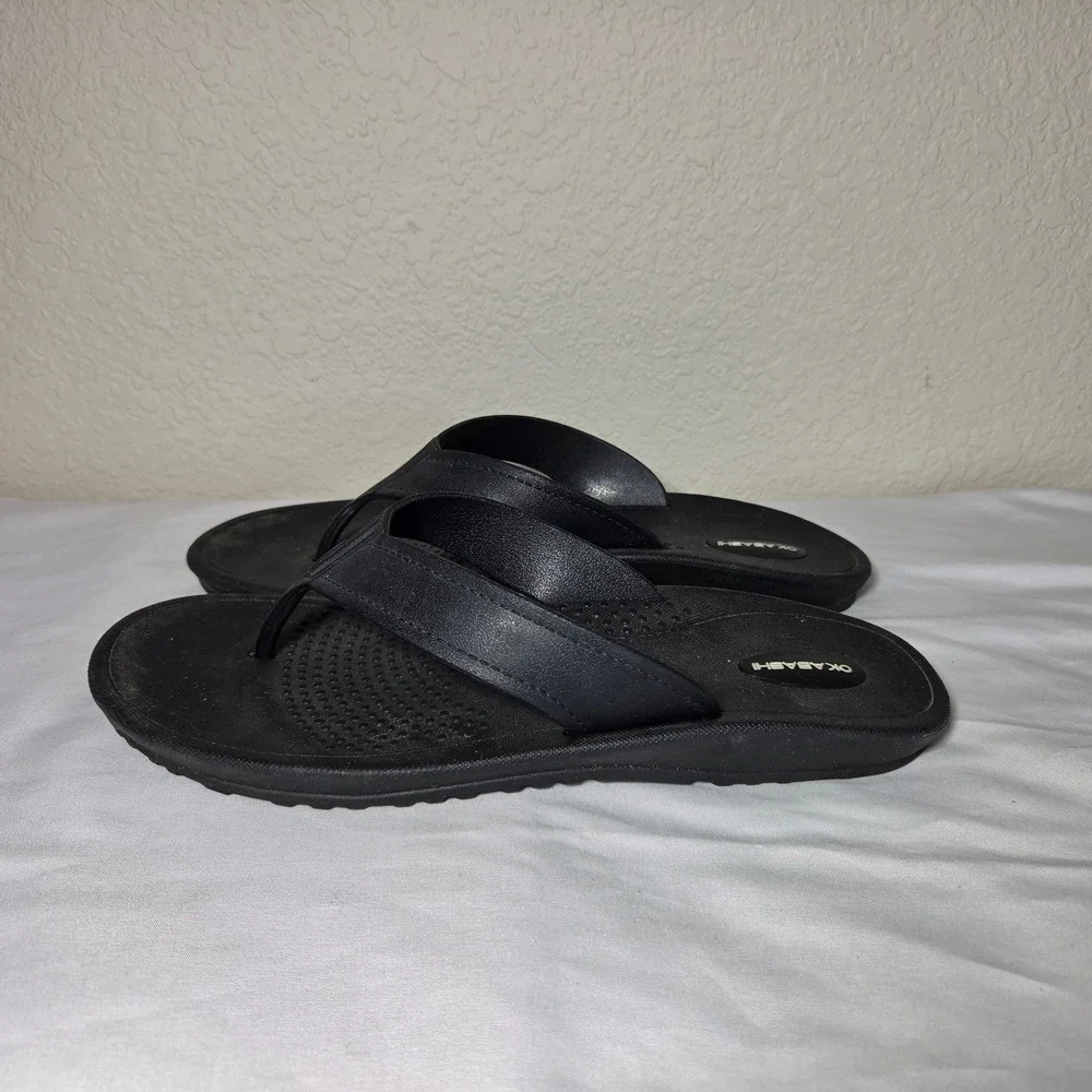 Okabashi Mens Surf Flip Flop Sandals Black Size XL 12-13 Made in USA Casual